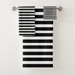 Modern Black And White Stripe Bath Towel Set