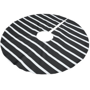 Modern Black and White Stripe Brushed Polyester Tree Skirt