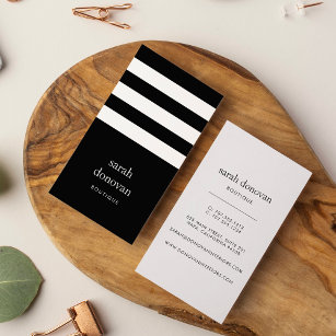Modern Black and White Stripe Business Card