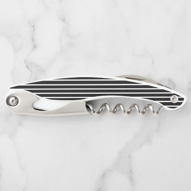 Modern Black and White Stripe  Corkscrew (Front)
