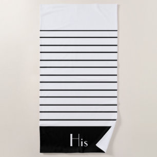 Modern Black and White Stripe Cosy Beach Towel