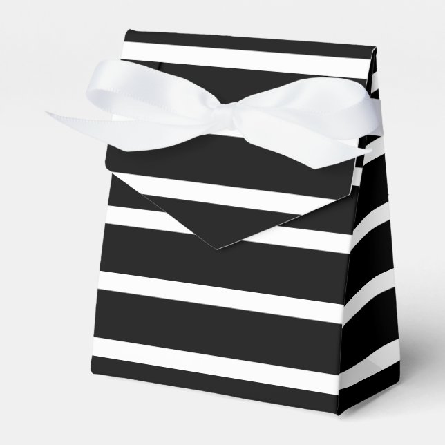 Modern Black and White Stripe  Favour Box (Front Side)