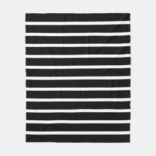 Modern Black and White Stripe Fleece Blanket