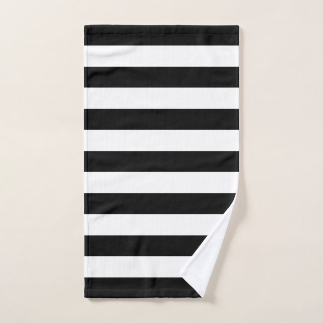 Modern Black and White Stripe Hand Towel (Hand Towel)