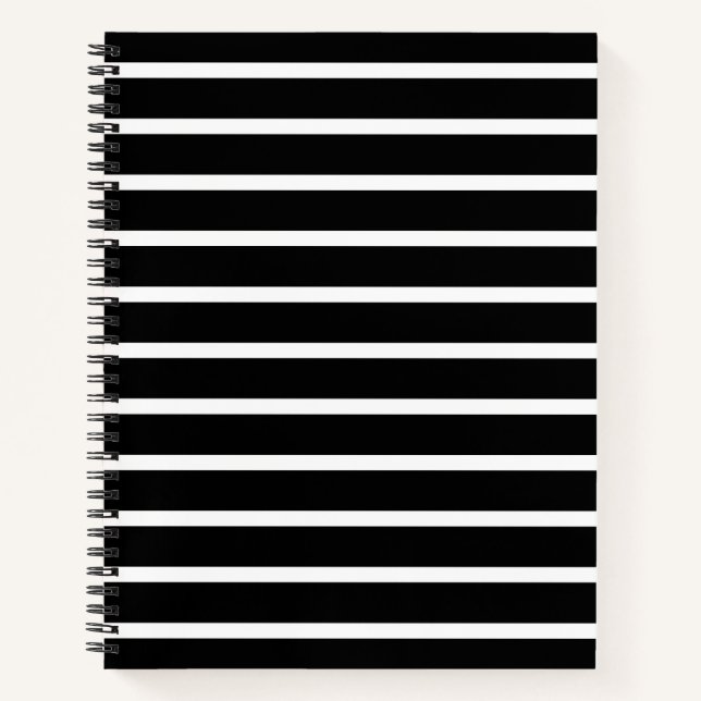 Modern Black and White Stripe  Notebook (Front)