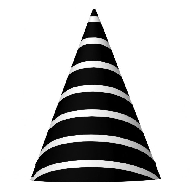 Modern Black and White Stripe  Party Hat (Front)