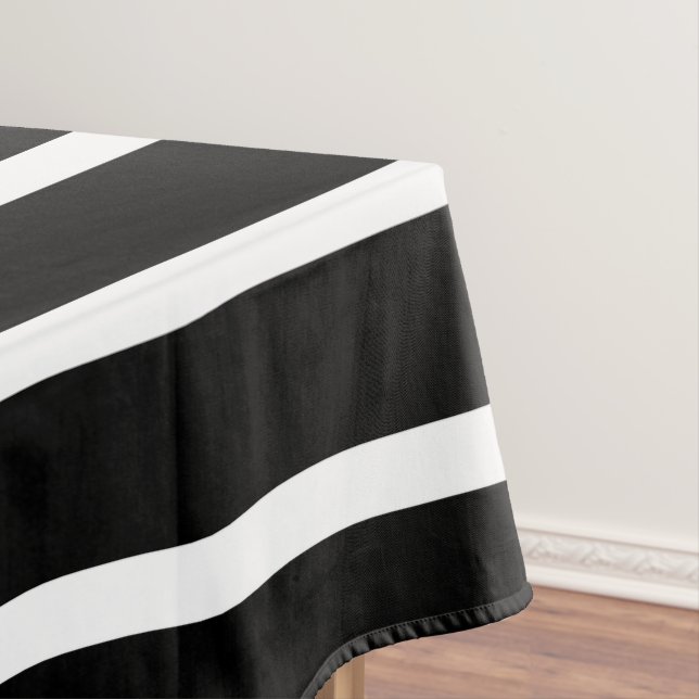 Modern Black and White Stripe  Tablecloth (In Situ)