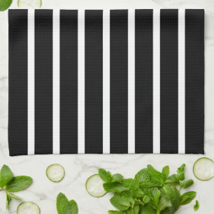 Modern Black and White Stripe Tea Towel