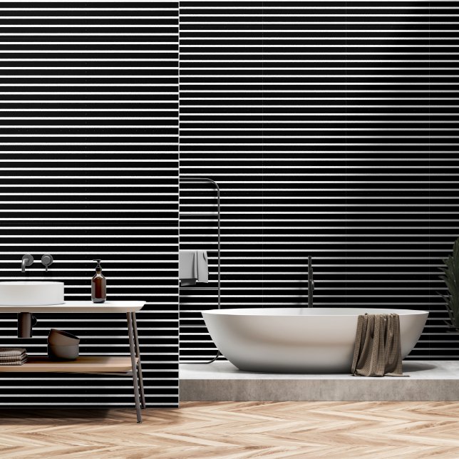 Modern Black and White Stripe  Wallpaper (Bathroom)
