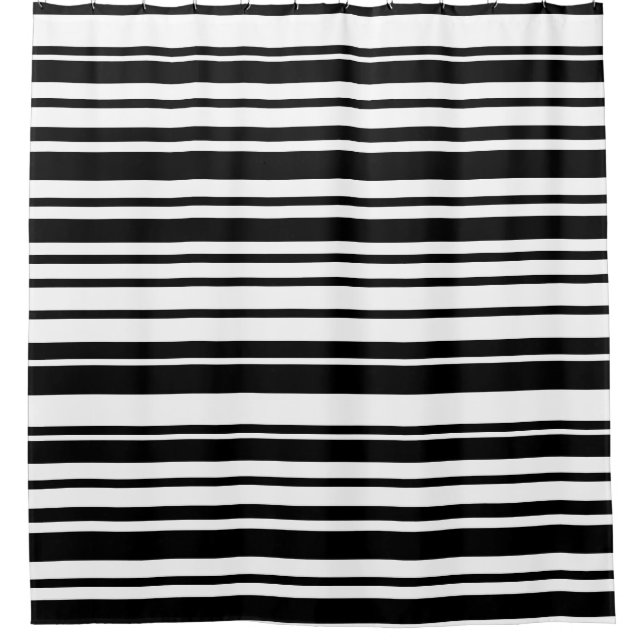 Modern Black and White Striped Abstract Shower Curtain (Front)