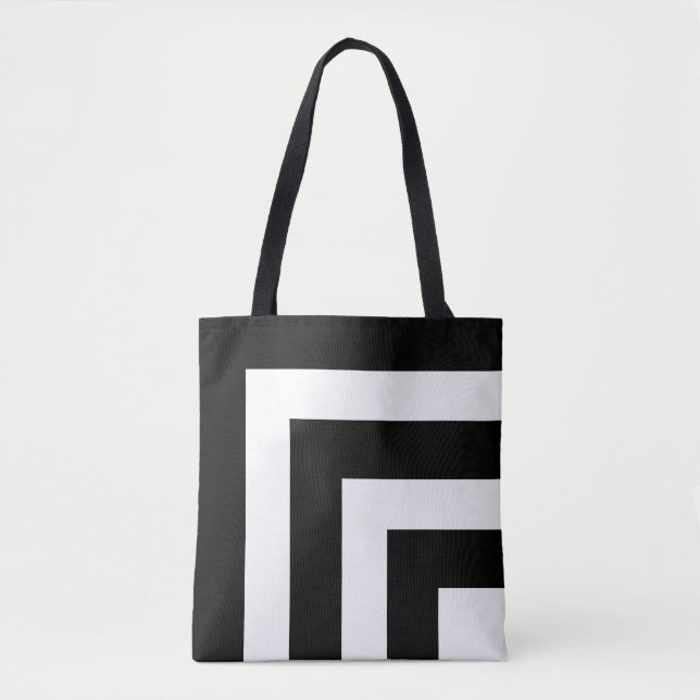 Modern Black and White Striped Tote Bag (Front)