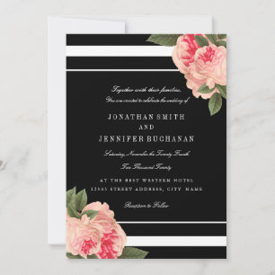 Modern Black and White Striped Wedding Invites
