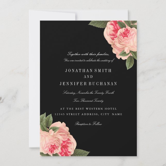Modern Black and White Striped Wedding Invites (Front)