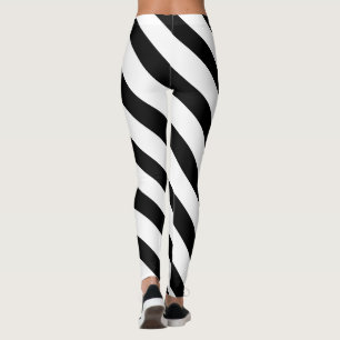 Modern Black And White Striped Womens Leggings