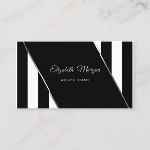 Modern Black And White Stripes Business Card