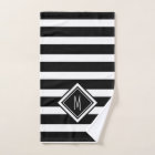 Modern Black and White Stripes Family Monogram