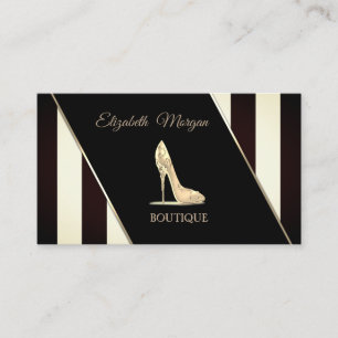 Modern Black And White Stripes,High Heel Business Card