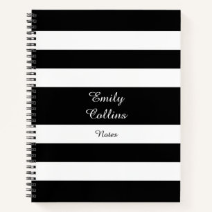 Modern Black And White Stripes Notebook