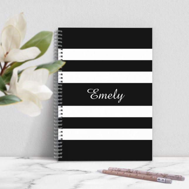 Modern Black And White Stripes Notebook (Modern Black And White Stripes Notebook)
