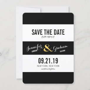 Modern Black and White Stripes Save the Date