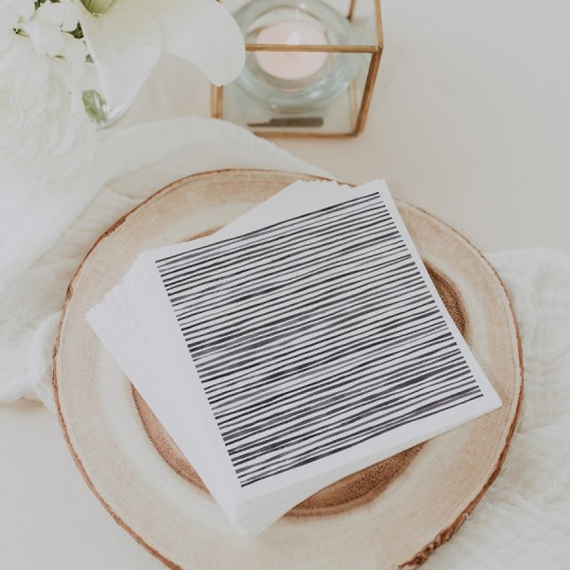 Modern Black and White Stripes Watercolor    Napkin (Creator Uploaded)