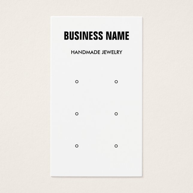 Modern black and white stud earring display card (Front)
