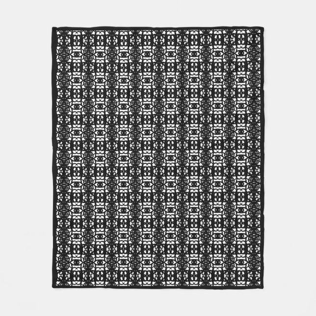 Modern black and white stylish Tao Fleece Blanket (Front)