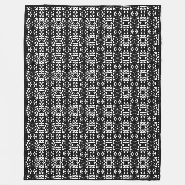 Modern black and white stylish Tao Fleece Blanket (Front)