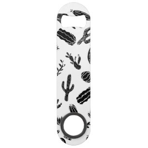 Modern Black and White Succulent Cactus Pattern