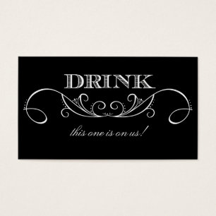 Modern Black and White Swirl Wedding Drink Ticket