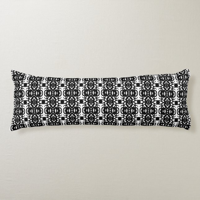 Modern Black and White Tao Sacred Geometry Body Cushion (Front)