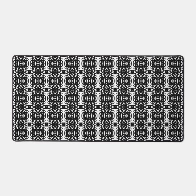 Modern Black and White Tao Sacred Geometry Desk Mat (Front)