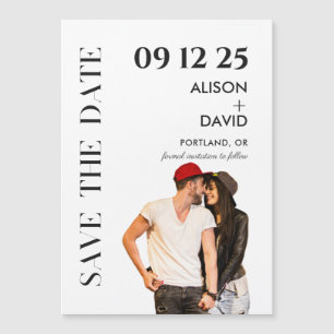 Modern Black and White Template Save The Date  Magnetic Invitation