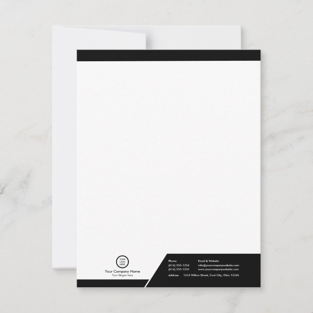 Modern Black and White Theme Branded Custom Logo Card (Front)