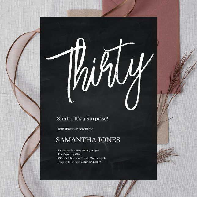Modern Black and White Thirty 30th Birthday Party Invitation (Creator Uploaded)