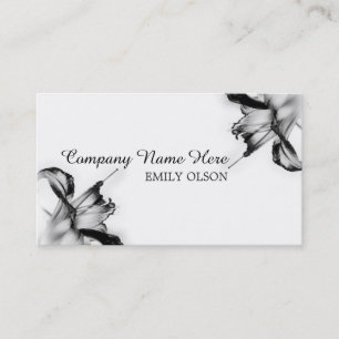 Modern Black and White Tiger Lily Business Card