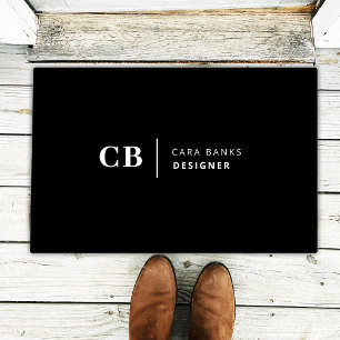 Modern Black and White Trendy Stylish Monogram Doormat