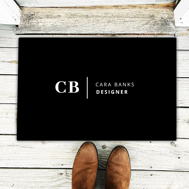 Modern Black and White Trendy Stylish Monogram Doormat (Creator Uploaded)
