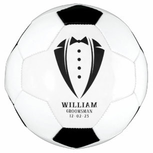 Modern Black and White Tuxedo Groomsman Gift Football