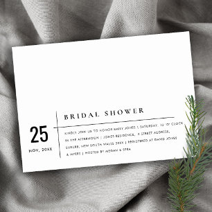 MODERN BLACK AND WHITE TYPOGRAPHY BRIDAL SHOWER INVITATION