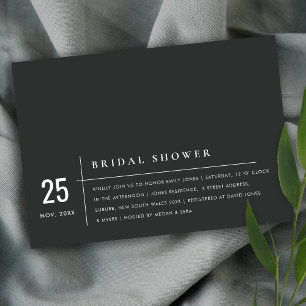 MODERN BLACK AND WHITE TYPOGRAPHY BRIDAL SHOWER INVITATION