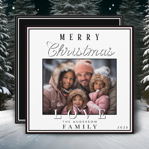 Modern Black and White Typography Christmas Photo Holiday Card