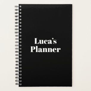 Modern black and white typography custom name planner