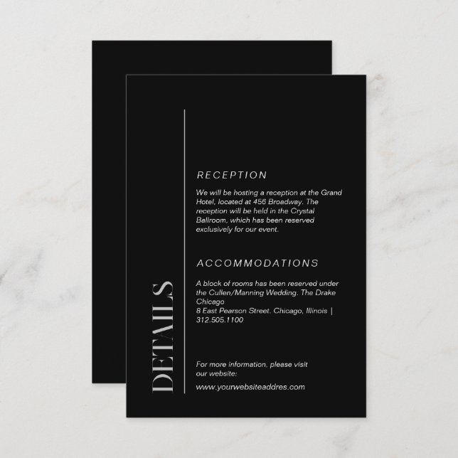 Modern black and white typography enclosure card (Front/Back)