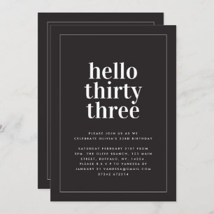 Modern black and white typography photo birthday invitation