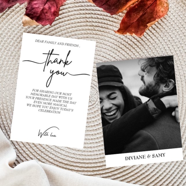 Modern Black and white Typography Photo thank you  Card (Creator Uploaded)