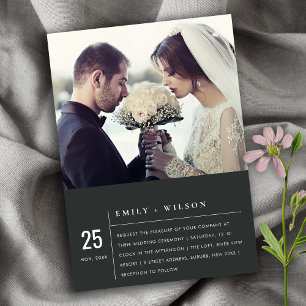 MODERN BLACK AND WHITE TYPOGRAPHY WEDDING PHOTO INVITATION