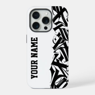Modern Black and White Urban Calligraphy Custom Na iPhone 15 Pro Case