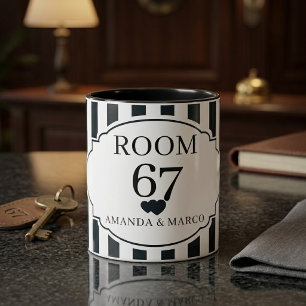 Modern Black and White Vertical Stripe Custom Mug