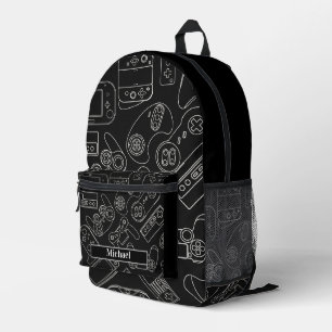Modern Black and White Video Game Gamer  Printed Backpack